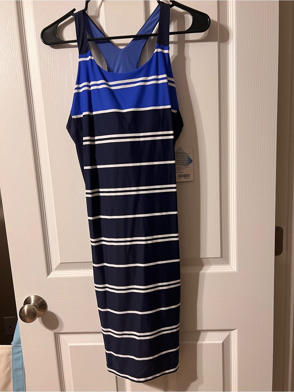 Athleta Striped Navy and Royal Blue Tank Dress